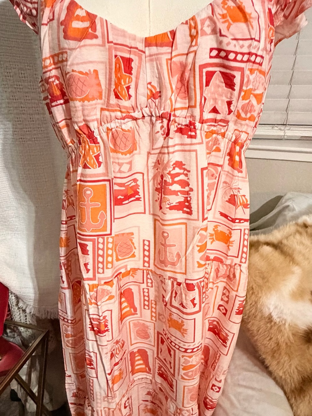 NWT Ellison Pink and Orange Nautical Print Maxi Dress - Picture 3 of 6